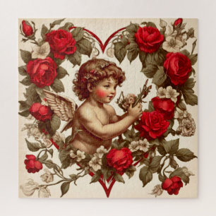 Vintage-Valentinstagskunst Liebescupido Puzzle