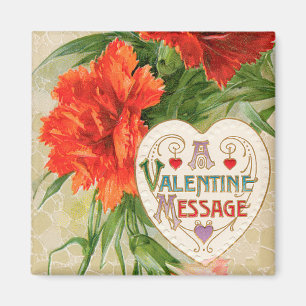 Vintage Valentintagsbotschaft, Blume der Nelkenbil Magnet