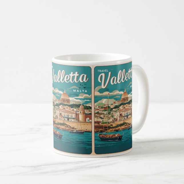 Vintage Valletta, Malta - Reise Souvenirs und Gesc Kaffeetasse (VorderseiteRechts)