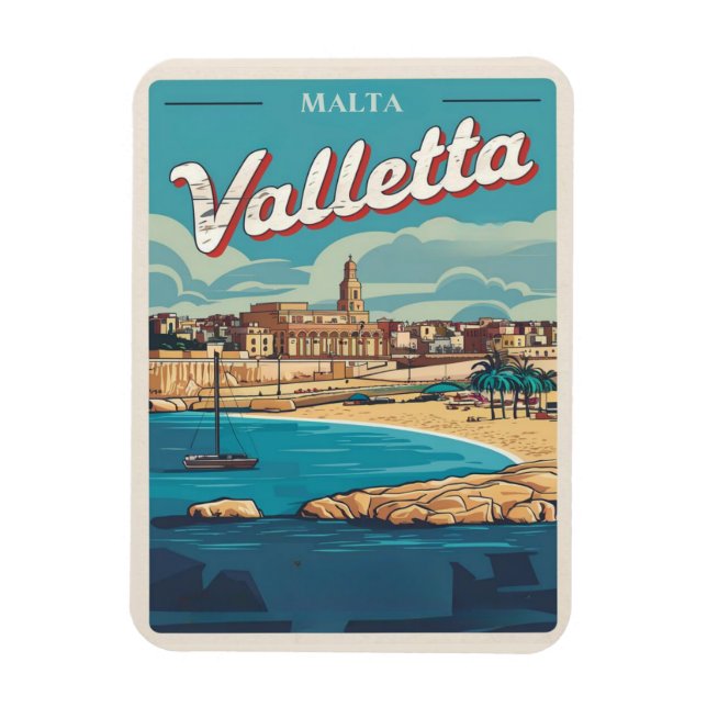 Vintage Valletta, Malta - Reise Souvenirs und Gesc Magnet (Vertikal)