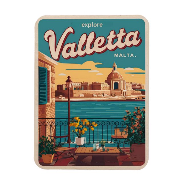 Vintage Valletta, Malta - Reise Souvenirs und Gesc Magnet (Vertikal)