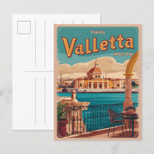Vintage Valletta, Malta - Reise Souvenirs und Gesc Postkarte