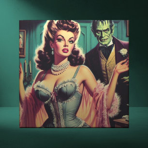 Vintage Vampir Mädchen Fliese