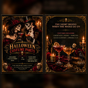 Vintage-Vampir-Pärchen-Halloween-Kostüm-Party Einladung