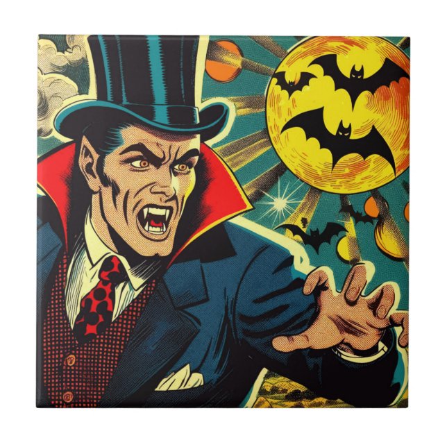 Vintage Vampire-Comicen Fliese (Vorderseite)