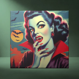 Vintage Vampirfrau Fliese