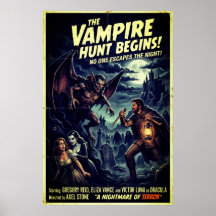Vintage-Vampirjagdplakat Gothic Horror Wandkunst
