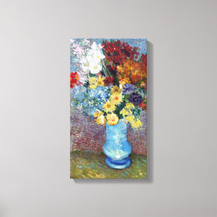 Vintage Van-Gogh-Blume in einer Blauen Vase Leinwanddruck