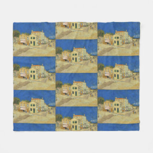Vintage Van Gogh Gelbes Haus Blaue Himmel Malerei Fleecedecke