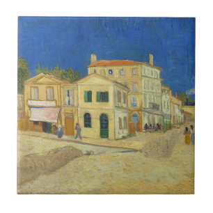 Vintage Van Gogh Gelbes Haus Blaue Himmel Malerei Fliese
