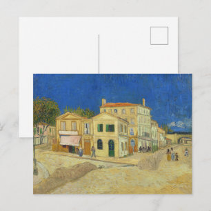 Vintage Van Gogh Gelbes Haus Blauer Himmel Gemälde Postkarte