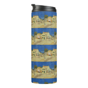 Vintage Van Gogh Gelbes Haus Blauer Himmel Gemälde Thermosbecher