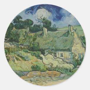 Vintage Van Gogh-Hütten in Cordeville Runder Aufkleber