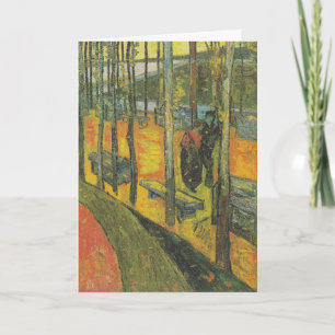 Vintage Van Gogh Orange Herbst Park Landschaft Karte