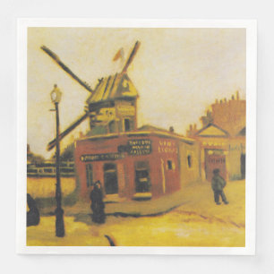 Vintage Van Gogh Paris Windmühle Malerei Serviette