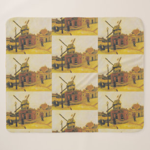 Vintage Van Gogh Paris Windmühle Malerei Sherpadecke