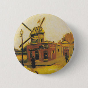 Vintage Van Gogh Paris-Windmühlen-Gemälde Button