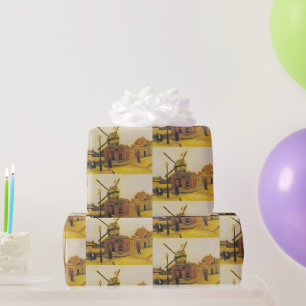 Vintage Van Gogh Paris-Windmühlen-Gemälde Geschenkpapier