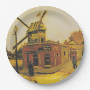 Vintage Van Gogh Paris-Windmühlen-Gemälde Pappteller
