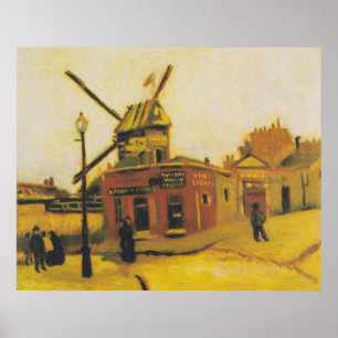 Vintage Van Gogh Paris Windmühlen Gemälde Poster