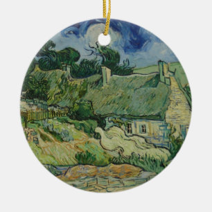 Vintage Van Gogh Reetgedeckte Cottages in Cordevil Keramik Ornament