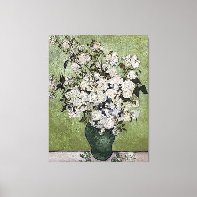 Vintage Van Gogh Roses in einer Vase Leinwanddruck (Vorderseite)