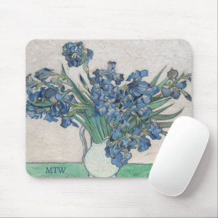 Vintage Van Gogh Schwertlilien mit Ihrem Monogramm Mousepad