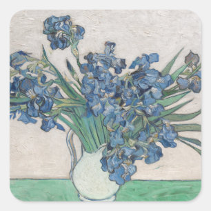 Vintage Van Gogh Schwertlilien Quadratischer Aufkleber