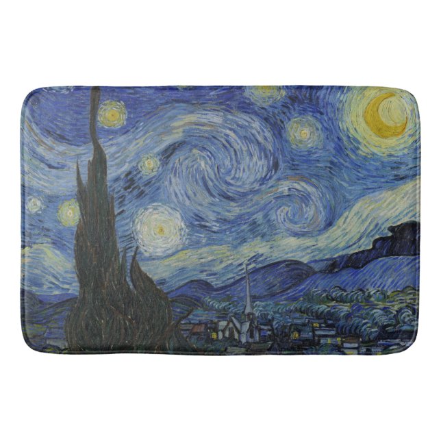 Vintage Van Gogh Starry Night Badematte (Vorderseite)