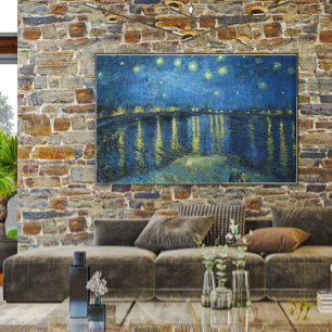 Vintage Van Gogh Starry Night über der Rhone Leinwanddruck