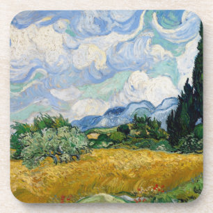 Vintage Van Gogh Weizenfeld mit Zypressen Getränkeuntersetzer