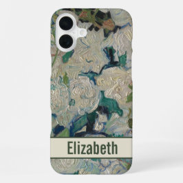 Vintage Van Gogh White Roses Floral mit Name iPhone 16 Plus Hülle