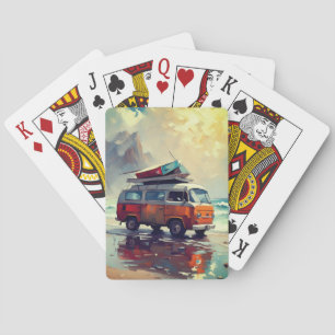 Vintage Van Hippie Urlaub Spielkarten