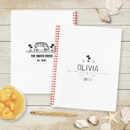 Vintage Van Life Black and White Surfer Road Trip Notizbuch