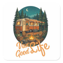 Vintage Van Life Good Life Adventure Camping Badge