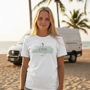 Vintage Van Life Sage Coastal Chic Mädchen T-Shirt