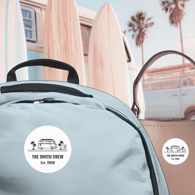 Vintage Van Life Surfer Crew Sticker (Vintage Van Life Surfer Crew Sticker ©Susanne Sachers - Sunny Wanderlust 🌞✈️)