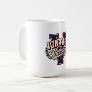 Vintage Varsity abgenutzter Blockbuchstabe V Kaffeetasse