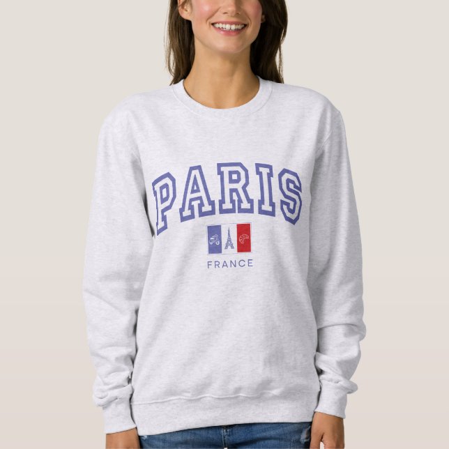 Vintage Varsity Style Paris Französisch Sweatshirt (Vorderseite)