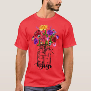 Vintage Vase der farbigen Wildblume Schmetterling T-Shirt