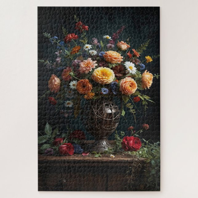 Vintage Vase of Flowers Puzzle (Vertikal)