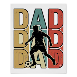 Vintage-Vater-Fußball-Gravur-Vektordesign_1 Poster