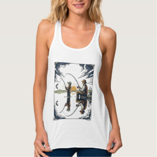Vintage Vater-und-Kind-Angelmotiv-Shirt D Tank Top
