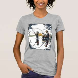Vintage Vater und Kind Angelschnitzerei-Shirt D T-Shirt