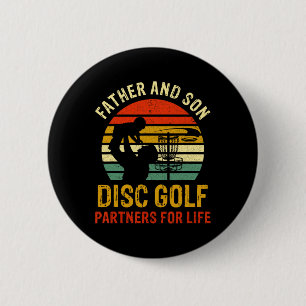 Vintage-Vater und Sohn Disc-Golf-Partner fürs Lebe Button
