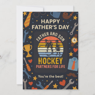 Vintage-Vater-und-Sohn-Hockeypartner-fürs-Leben Einladung