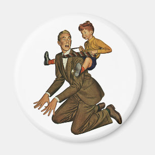 Vintage Vater und Sohn, Lustig, Alberner Vatertag Magnet