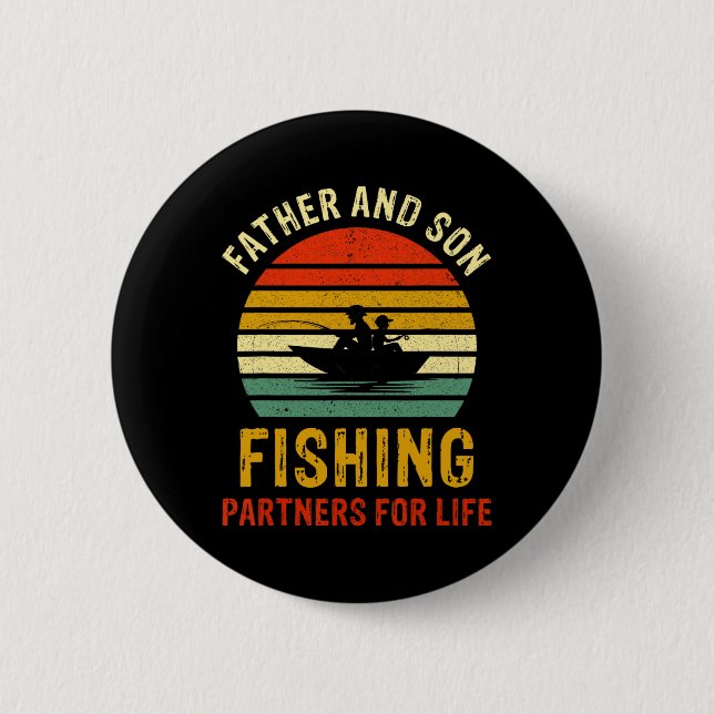 Vintage Vater- und Son-Fischereipartner für Lebens Button (Vorderseite)