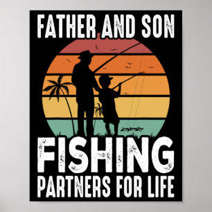 Vintage Vater- und Son-Fischereipartner für Lebens Poster