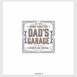 Vintage Vatertag von Dads Garage Aufkleber